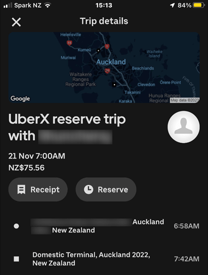 Uber fare estimate from Auckland CBD to Auckland Airport