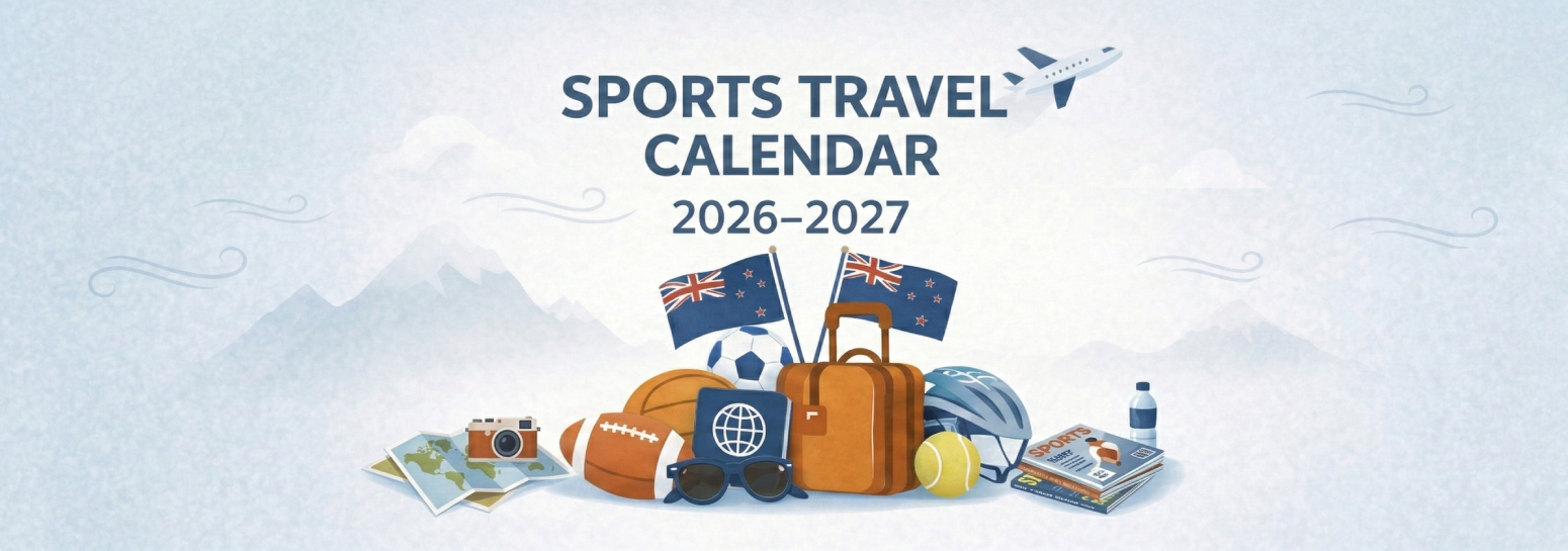 Sports Travel Calendar 2026–2027 for people departing from Auckland Airport
